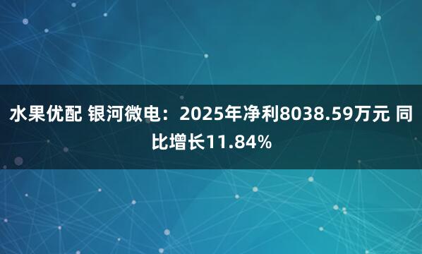 水果优配 银河微电：2025年净利8038.59万元 同比增长11.84%