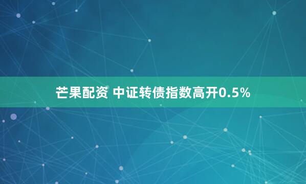 芒果配资 中证转债指数高开0.5%